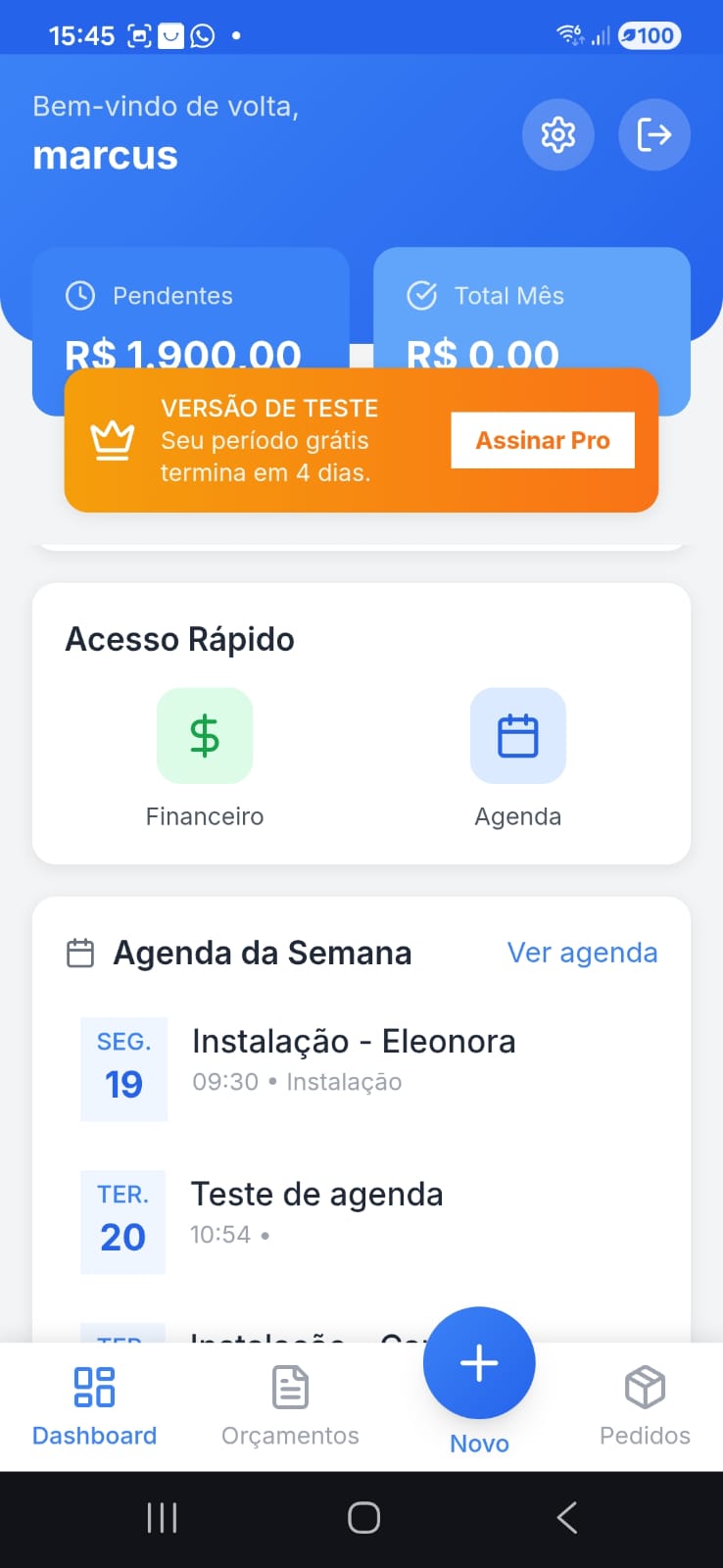 Dashboard do Orçamento Fácil